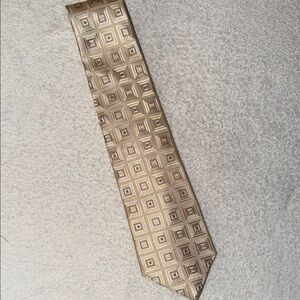 VTG Paul Dione Silk Gold/Brown Geometric Pattern Tie 90s Y2K Grandpacore